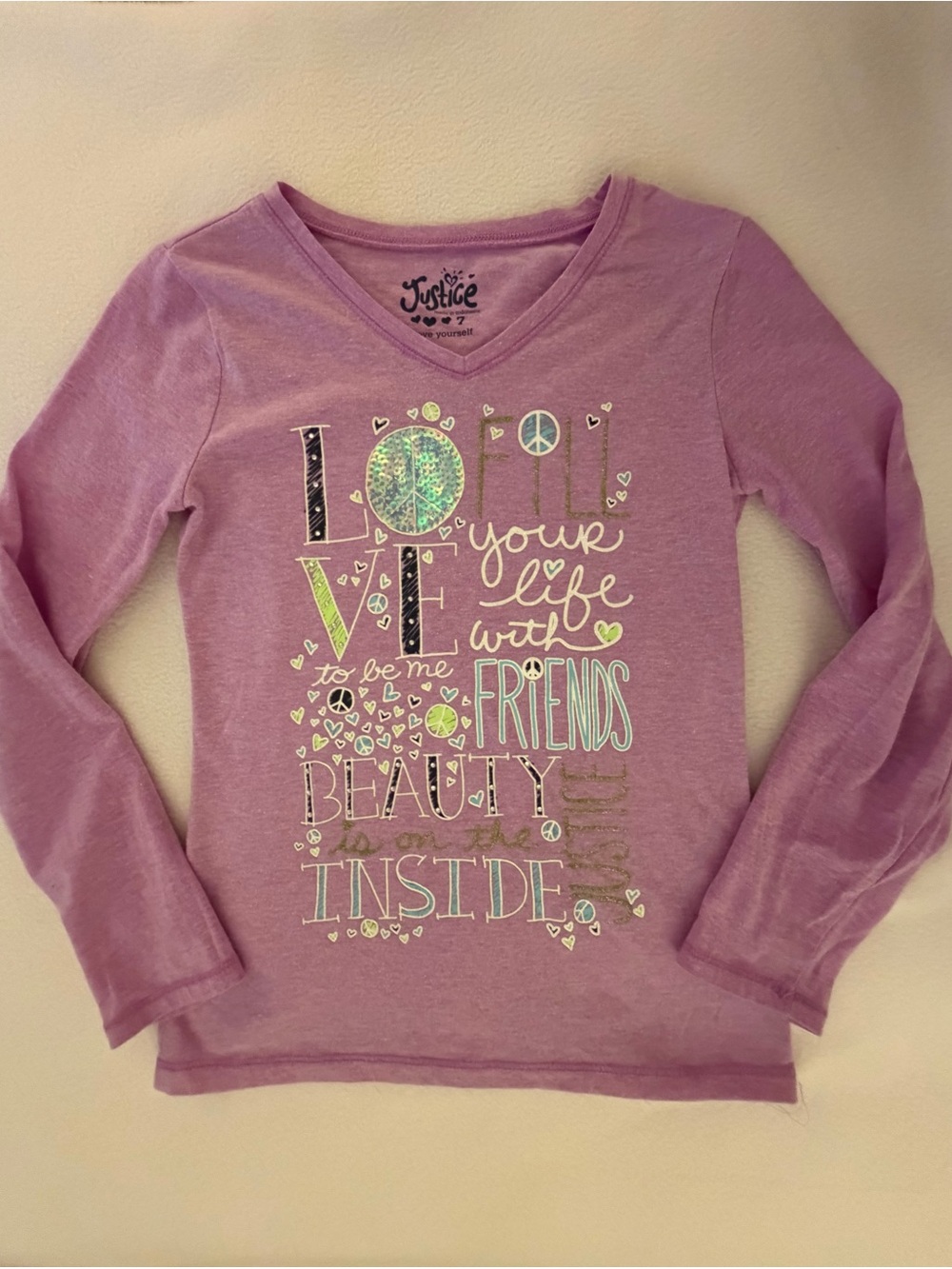 Justice Purple Sparkle Positive Message T-Shirt